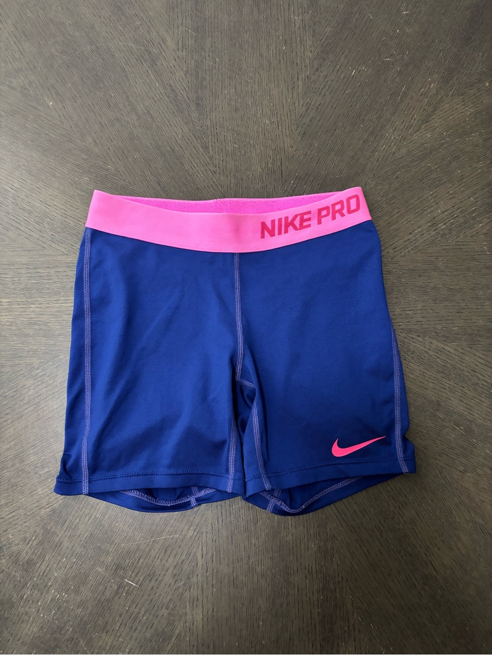 Nike Blue Bike Shorts with Pink Waistband